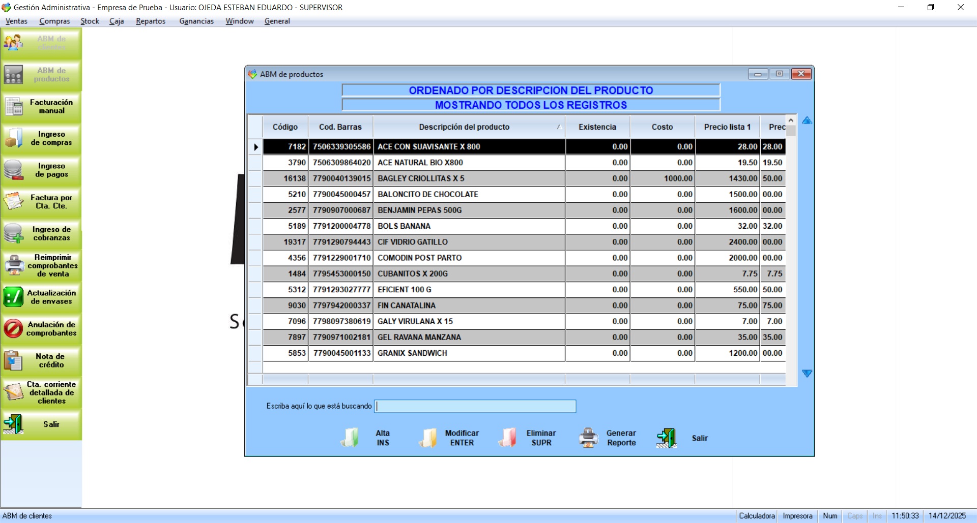 ABM de productos - Lista